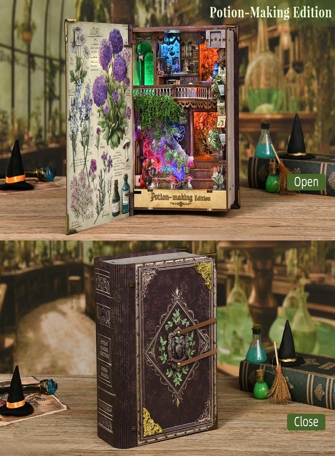 MiniCity Magic Booknook Building Set with Light, DIY Bookend Building Block Kit for Home Decor Bookshelf, Miniature Book Nook House Building Brick Model for Adults (Potion-Making Edition) - Image 2